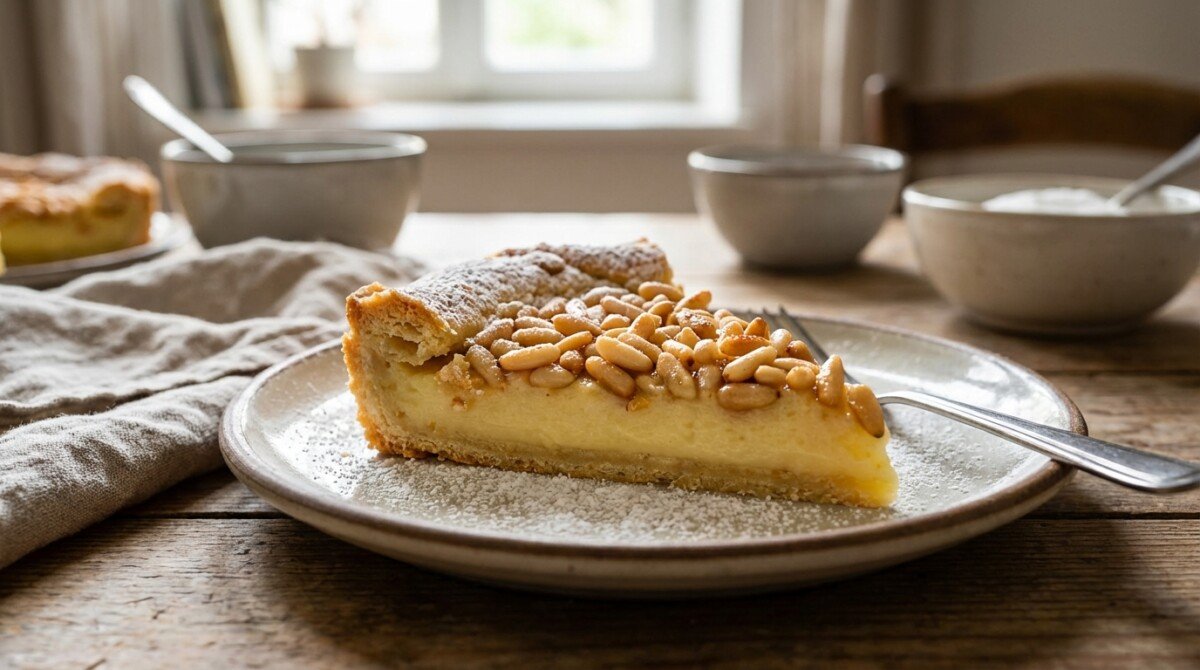 scopri la ricetta segreta della torta della nonna con crema e pinoli, un dessert irresistibile che conquisterà il cuore di tutti con il suo gusto tradizionale e la sua morbidezza.