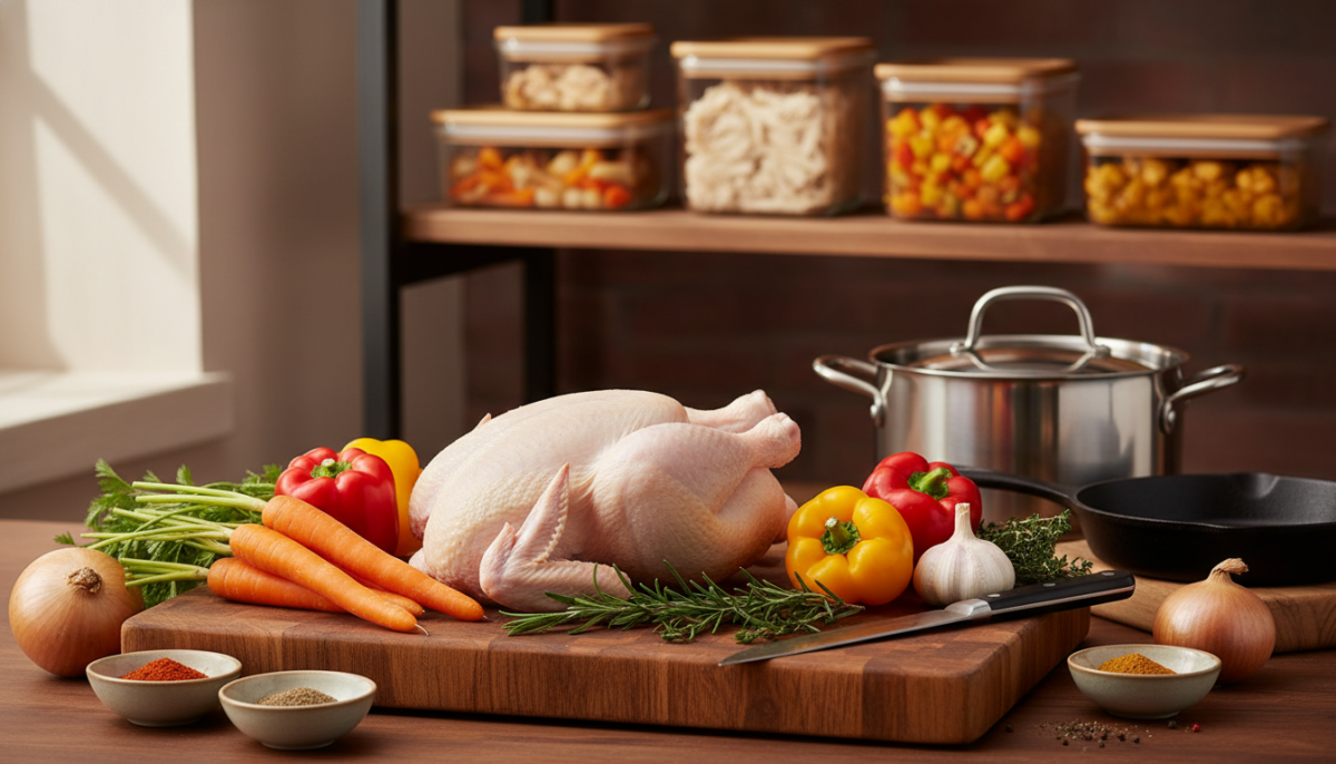 scopri 8 deliziose ricette di batch cooking con il pollo per utilizzare un pollo intero e gustarlo tutto la settimana in modo facile e veloce.