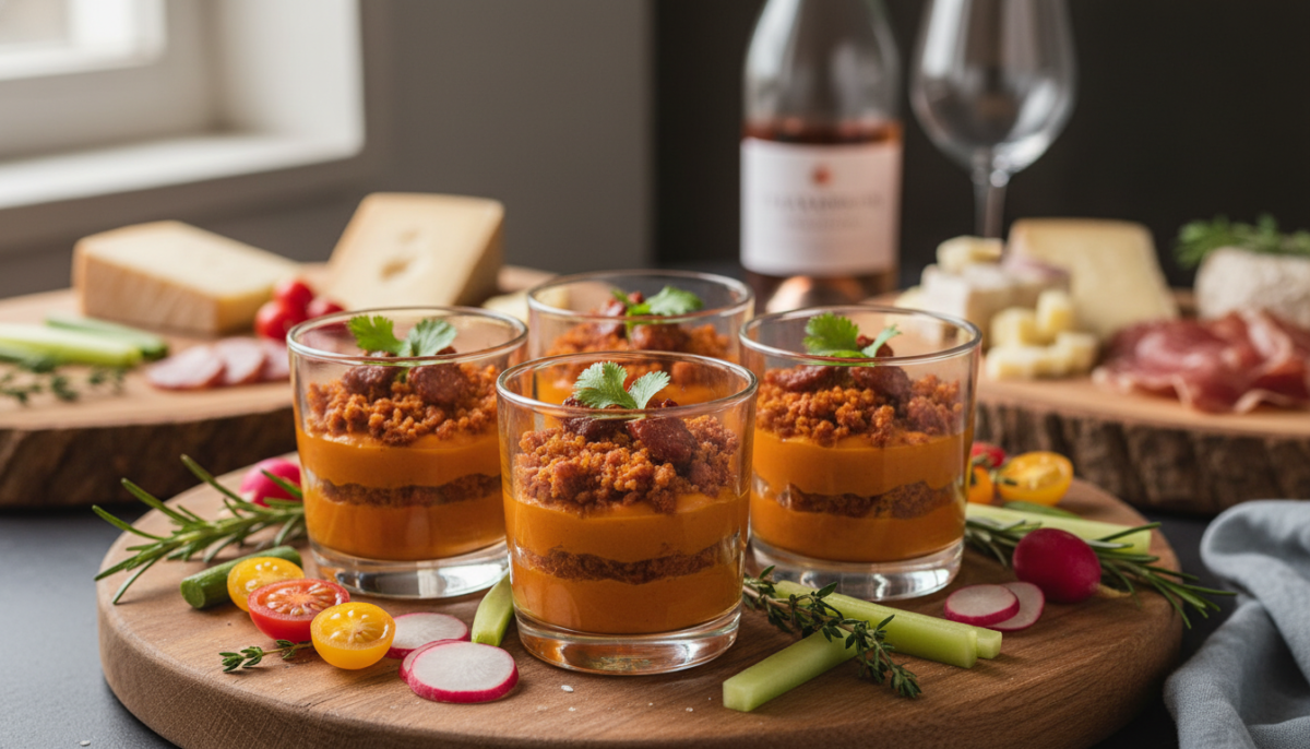 scopri un aperitivo unico con queste incredibili verrine carota e chorizo: sapori vivaci e colori brillanti per sostituire i classici toast noiosi e rendere ogni momento speciale.