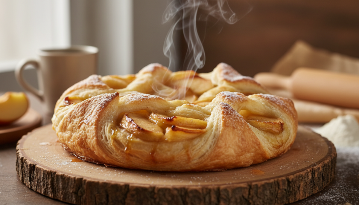 delizioso dessert croccante e soffice con mele sfogliate al forno, arricchito da un profumo avvolgente di cannella. pronto in soli 25 minuti per una dolce pausa irresistibile.