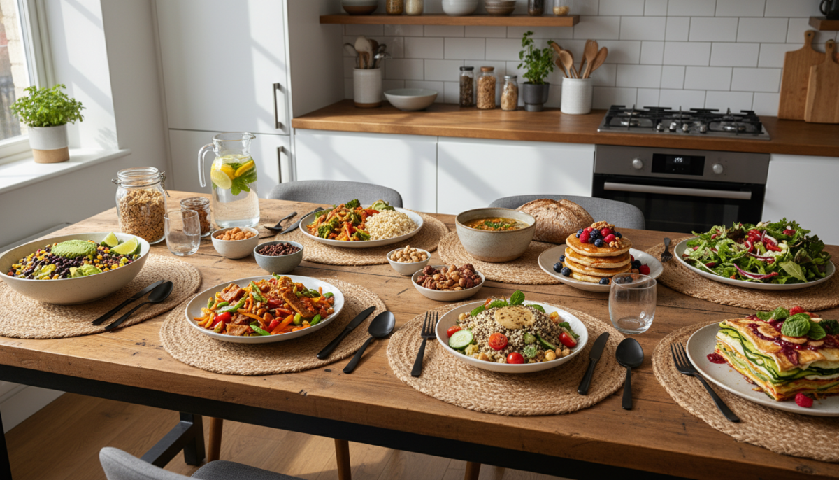 scopri il menù settimanale vegan perfetto per le famiglie: 7 giorni di pasti gustosi, sani e 100% a base vegetale, facili da preparare e ideali per tutti.