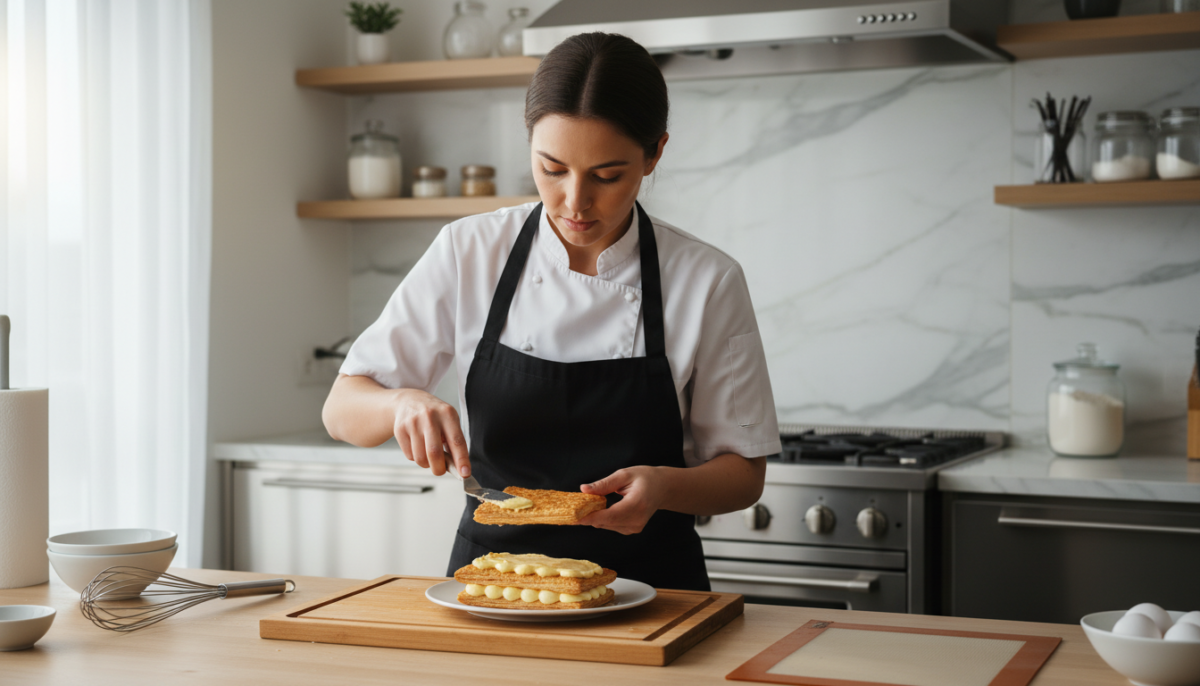 sono un pasticcere e vi svelo il mio segreto: il gesto semplice per preparare il mitico millefoglie a casa, con consigli pratici per ottenere un dolce perfetto e delizioso.