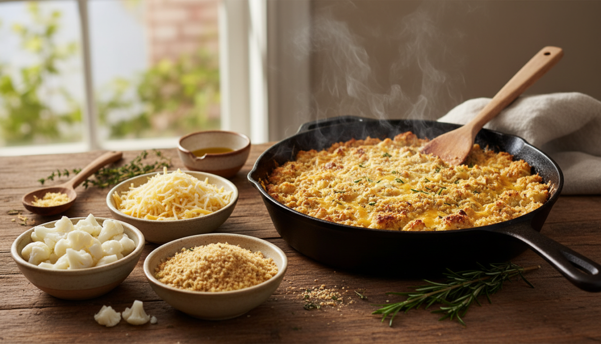scopri il mio crumble di cavolfiore senza forno con soli tre ingredienti e una padella: la cena express perfetta per conquistare la tua settimana con gusto e facilità.