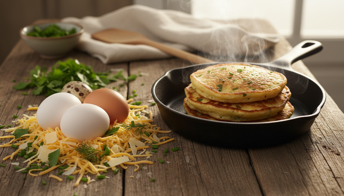 scopri la ricetta veloce e gustosa delle frittelle salate con tre ingredienti e una padella, perfette per una cena primaverile express senza forno.