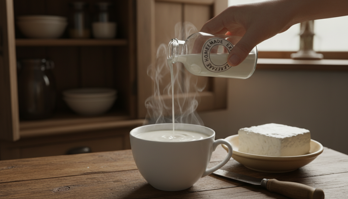 scopri il segreto di questo liquido miracoloso che, aggiunto al latte caldo, ti farà dimenticare il formaggio fresco del supermercato. facile, naturale e delizioso!