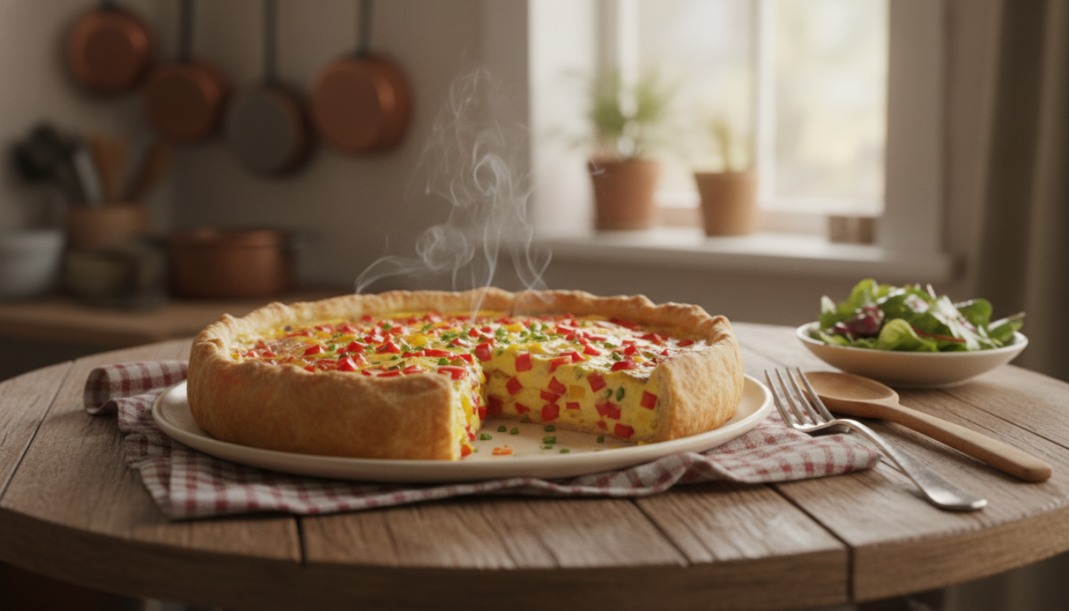 scopri la ricetta veloce e gustosa della quiche ai peperoni, diventata più soffice da quando ho eliminato la pasta. una cena che ha conquistato tutta la mia famiglia!