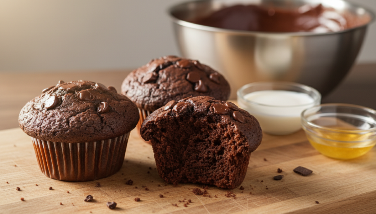 scopri il segreto per muffin al cioccolato soffici e irresistibili: aggiungi questo doppio ingrediente alla pastella e dimentica i muffin secchi per sempre!