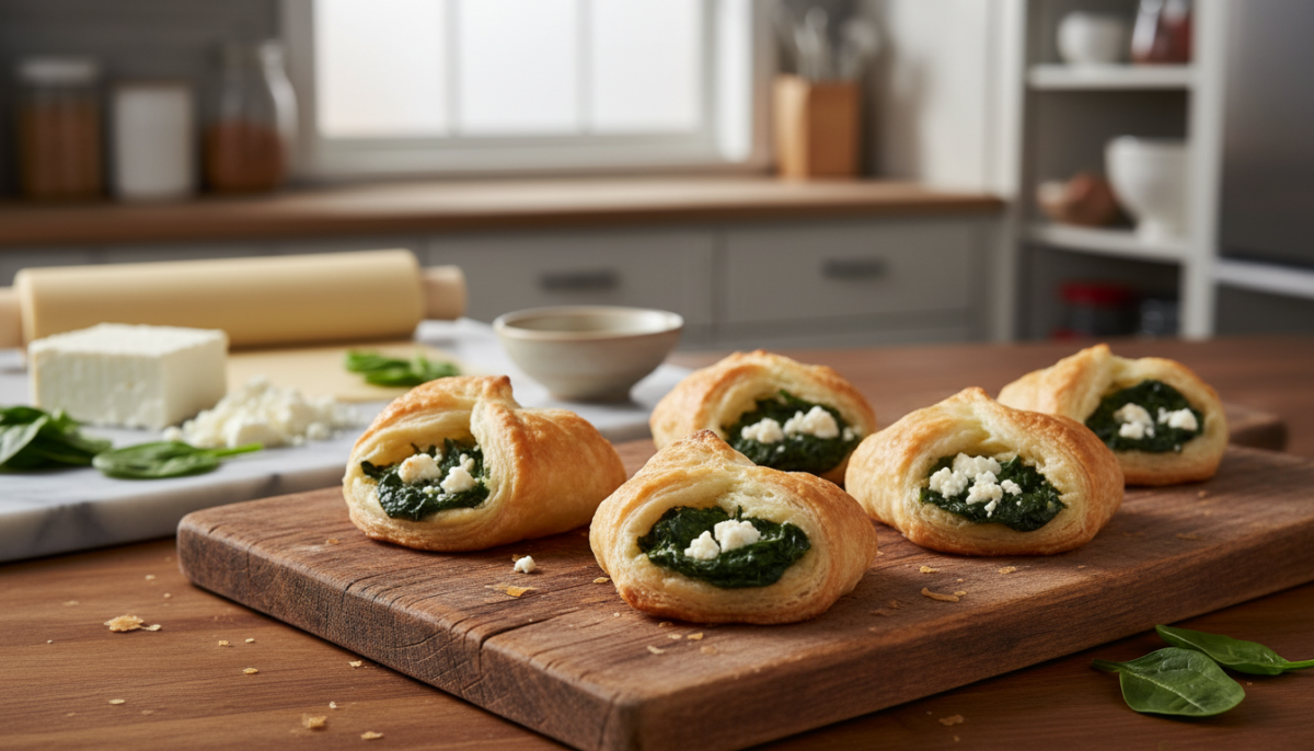 sorprendi i tuoi ospiti con queste sfogliatine spinaci e feta pronte in 15 minuti usando una pasta già in dispensa. facili da preparare, sembrano appena arrivate dal catering!