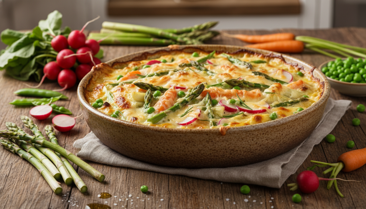 scopri come trasformare le verdure fresche di aprile, solitamente mangiate crude in insalata, in un gratin cremoso e delizioso cotto al forno, perfetto per un pasto gustoso e confortante.