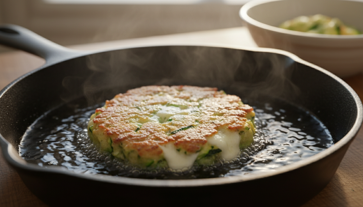 scopri come preparare in soli 5 minuti in padella una croccante frittella di zucchine e mozzarella, da gustare subito prima che si raffreddi. ricetta semplice e veloce per un antipasto irresistibile.