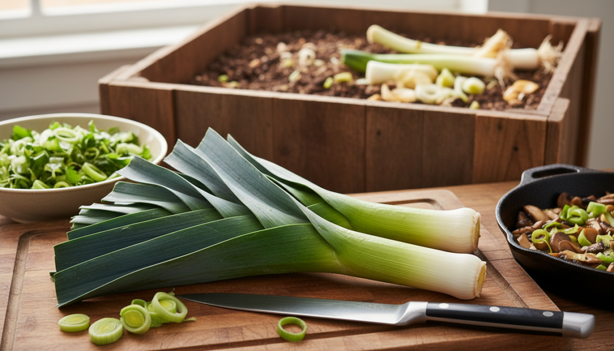 scopri 7 ricette veloci sotto i 20 minuti che valorizzano la parte verde del porro, riducendo gli sprechi e trasformando metà dei tuoi porri in gustosi piatti.